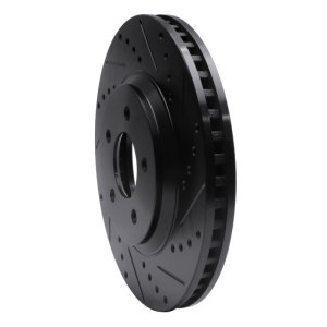 Ford Mustang Brake Rotor (1) - Front Right - R1 Concepts - Drilled & Slotted - Black - `05-`14